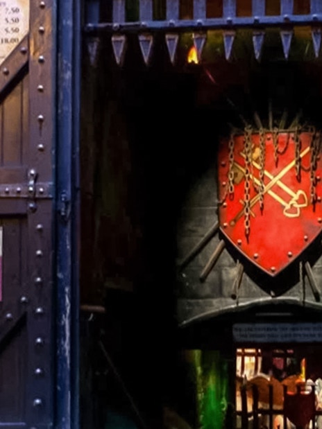 The Clink Prison Museum entrance with historical artifacts display, London.