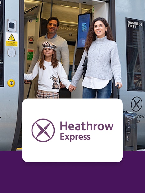 Passengers exiting Heathrow Express train at London Paddington station for quick airport transfers.