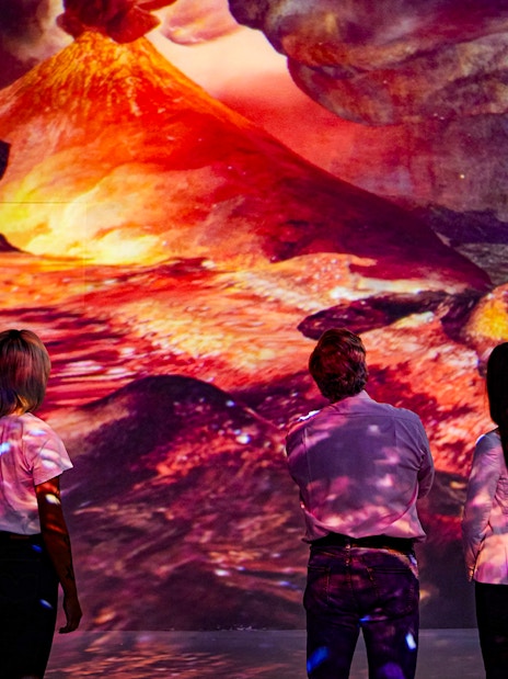 Vesuvius eruption artwork at Frameless Immersive Experience, London.