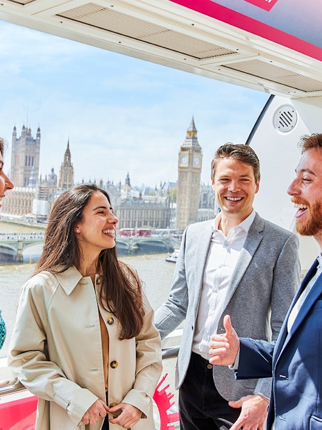 Friends inside the London Eye Cube