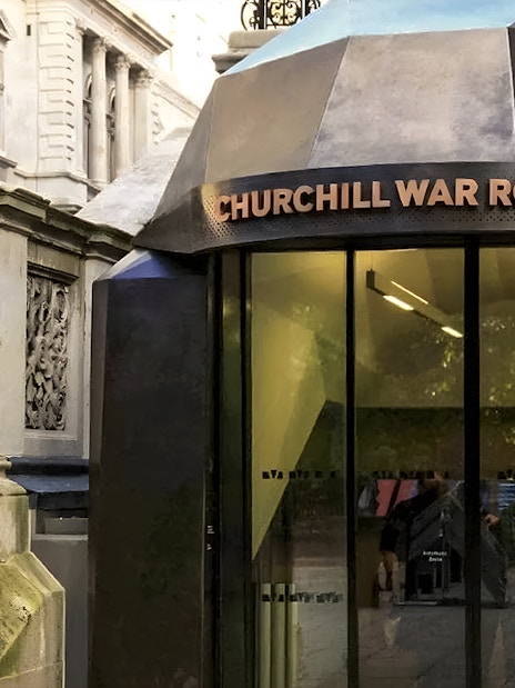 Westminster walking tour entrance to Churchill War Rooms, London.