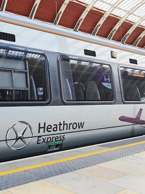 Heathrow Express Train at platform, Airport London