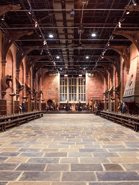Great Hall set at Warner Bros. Studio during Harry Potter London tour.