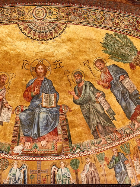 Mosaic of Christ inside St Paul's Cathedral, London.