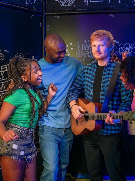 Ed Sheeran wax figure at Madame Tussauds London.